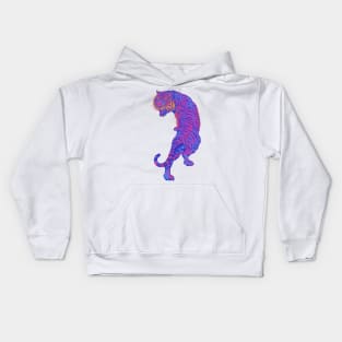 Cyberpunk Neon Pink and Blue Tiger Kids Hoodie